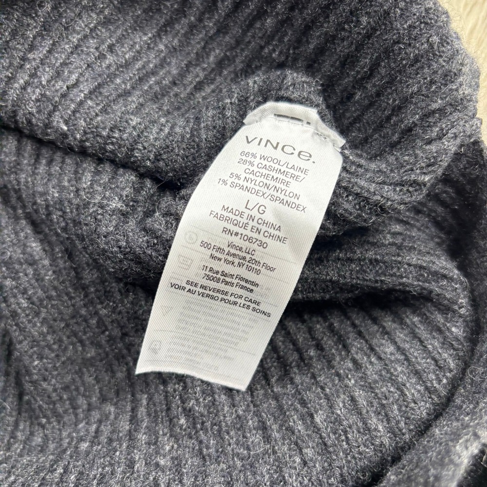 Vince‎ Women's L Charcoal Gray Ribbed Knit Midi Skirt Cozycore Preppy Cool Girl - Picture 5 of 7